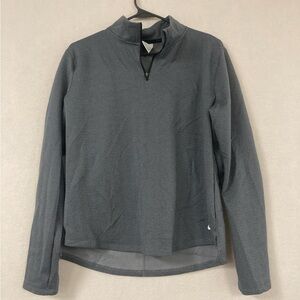 Nike Therma Fit Long Sleeve Top Womens L Black Smoke Grey Herringbone 1/2 Zip